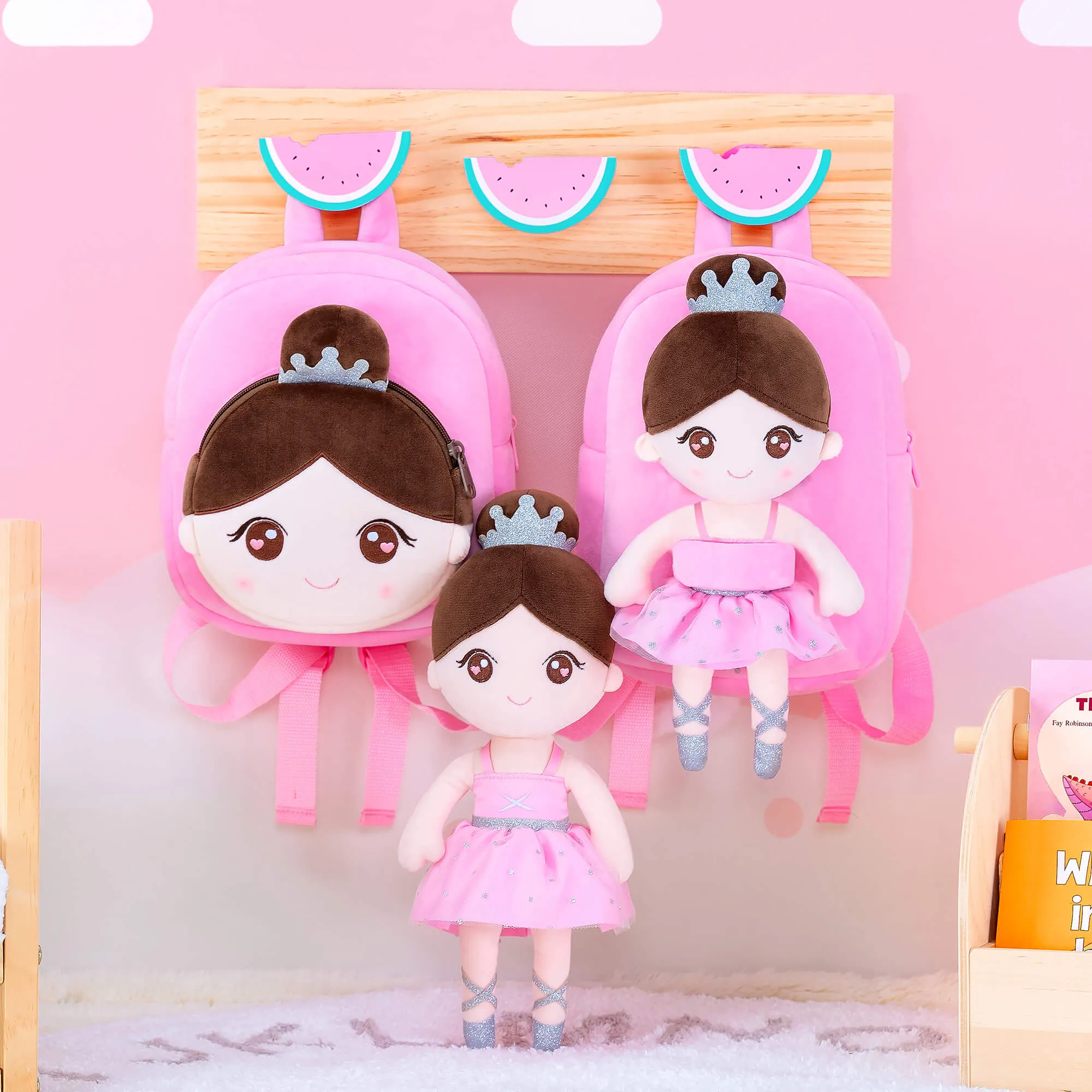 Gloveleya 9-inch Plush Ballet Girl Dolls Backpack Pink Ballet Dream