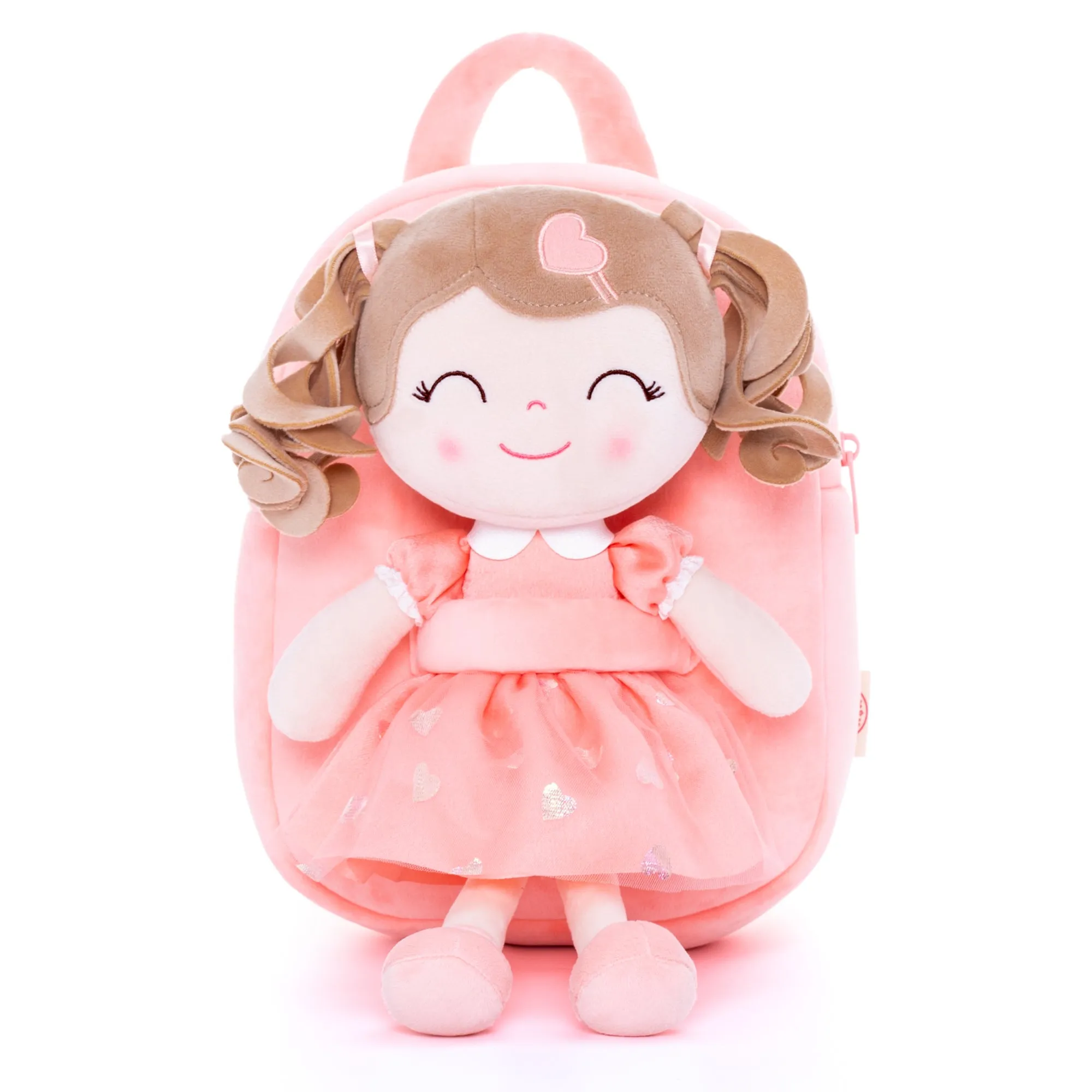 Gloveleya 9-inch Toddler Backpack Love Heart Girls Dolls Backpacks Orange