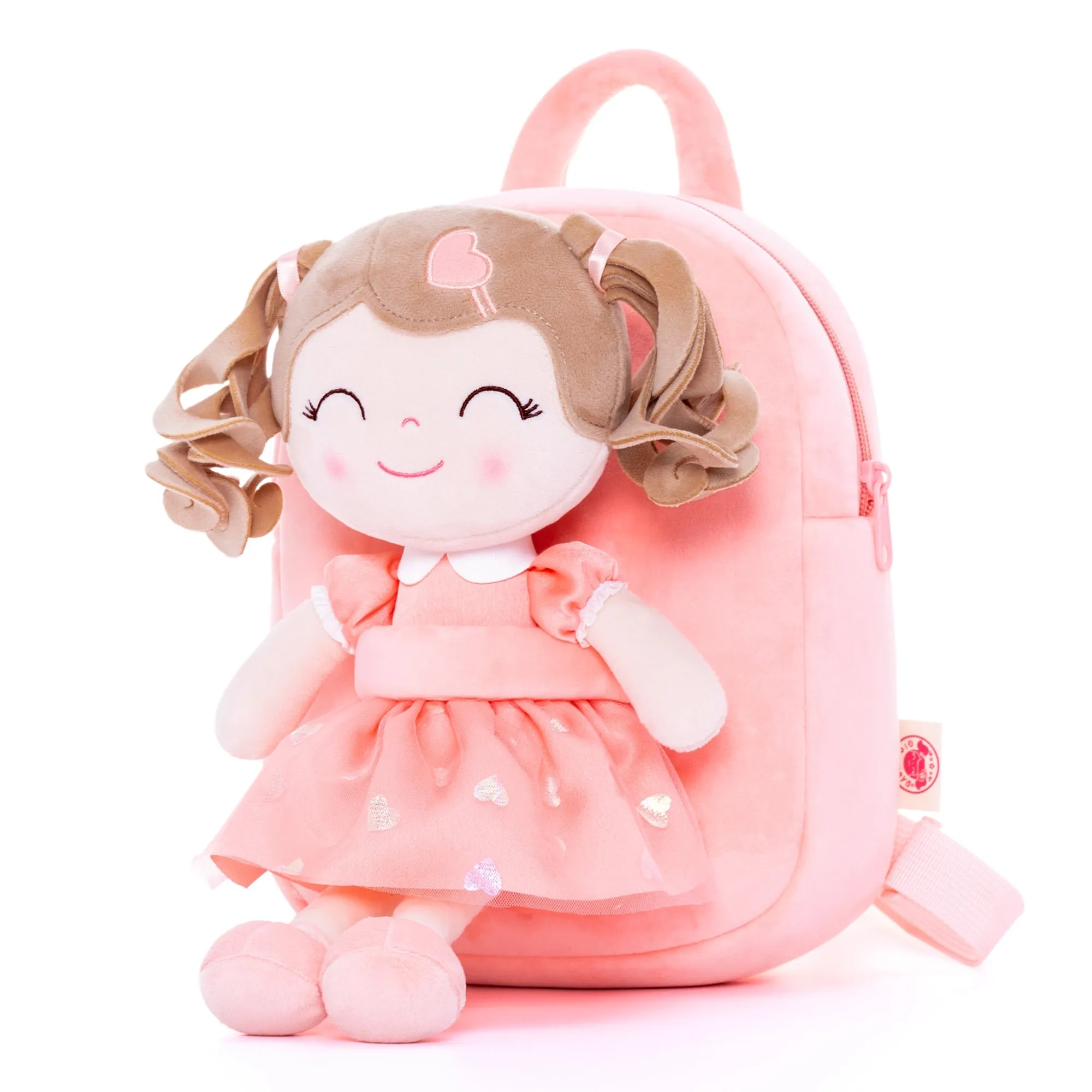 Gloveleya 9-inch Toddler Backpack Love Heart Girls Dolls Backpacks Orange