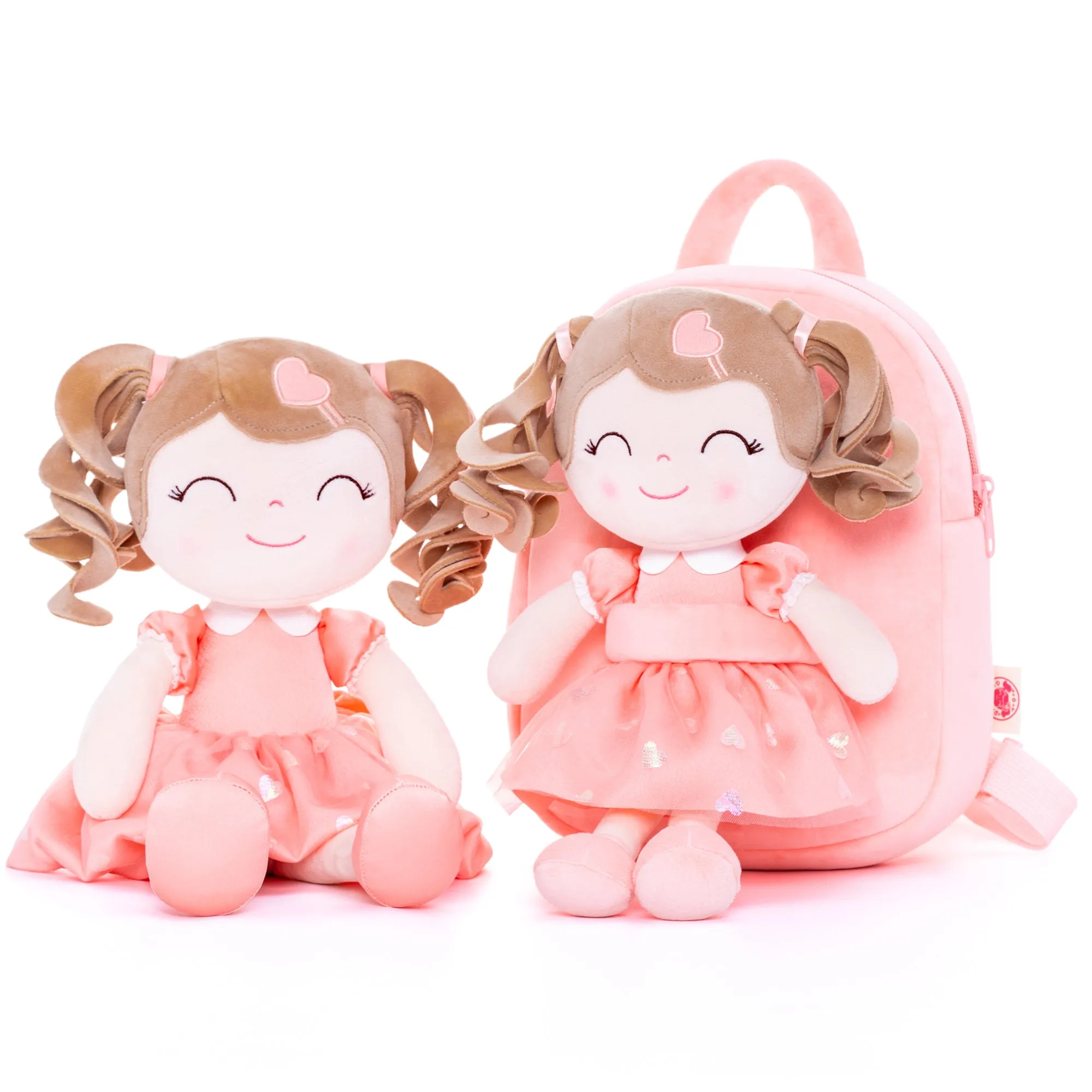 Gloveleya 9-inch Toddler Backpack Love Heart Girls Dolls Backpacks Orange