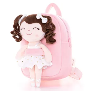 Gloveleya 9-inch Toddler Backpack Plush Curly Ballet Girl Dolls Backpack White Ballet Dream