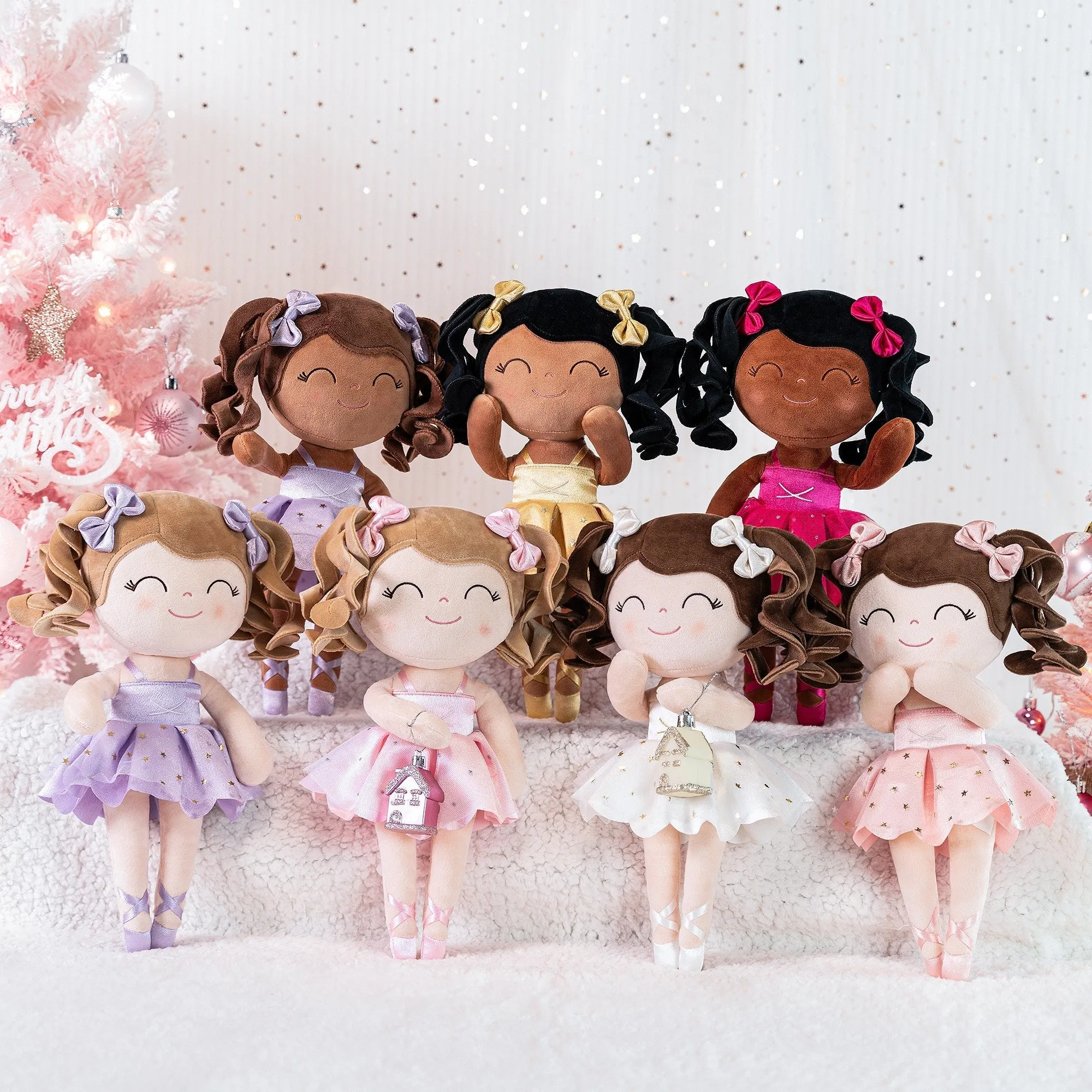 Gloveleya 9-inch Toddler Backpack Plush Curly Ballet Girl Dolls Backpack White Ballet Dream