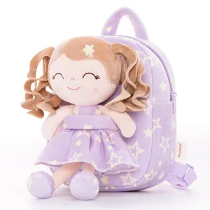 Gloveleya 9-inch Toddler Backpack Plush Curly Star Dolls Backpack Purple
