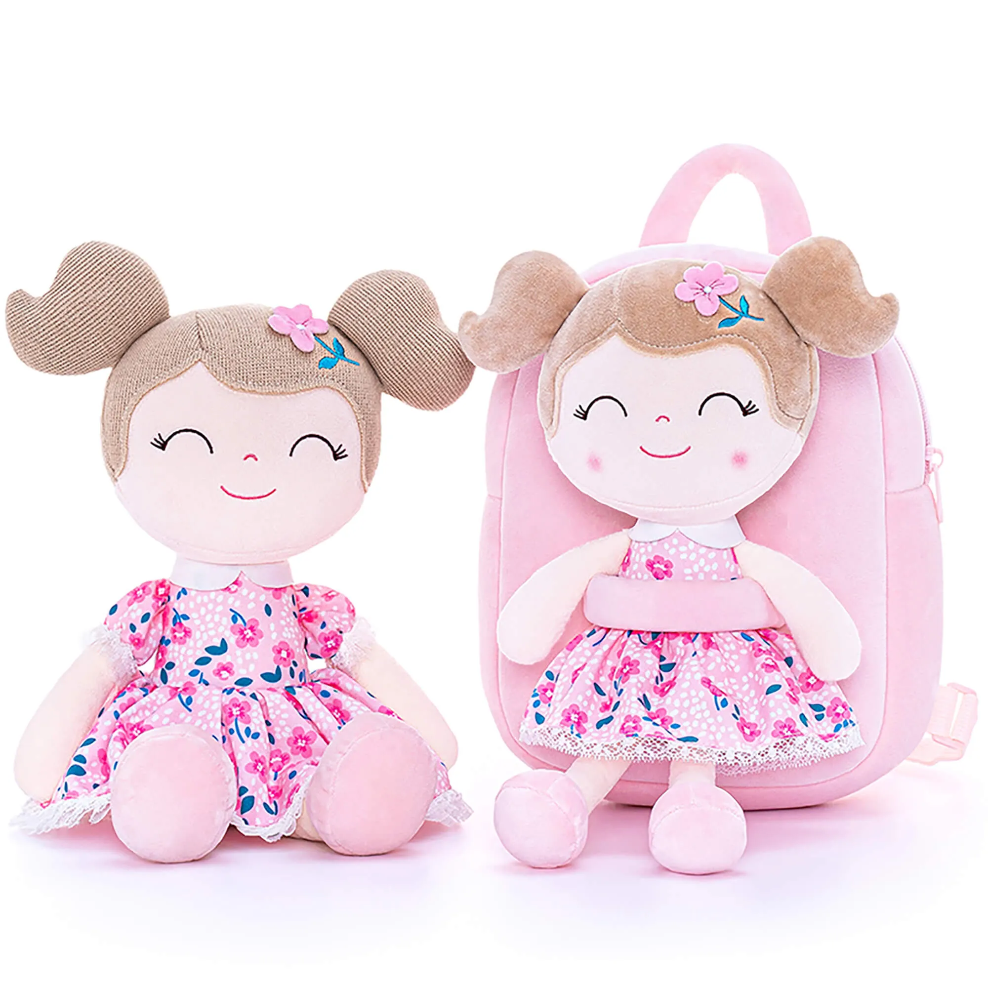 Gloveleya 9-inch Toddler Girls Backpack Girl Gifts with Flower Fairy Girls Doll in Cherry Blossom Skirt