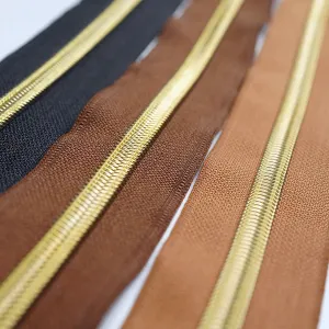 Gold Metallic Nylon No 5 Zipper 3 Yards Roll