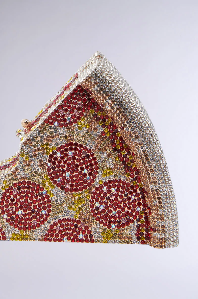 GRAB A SLICE RHINESTONE PIZZA CLUTCH