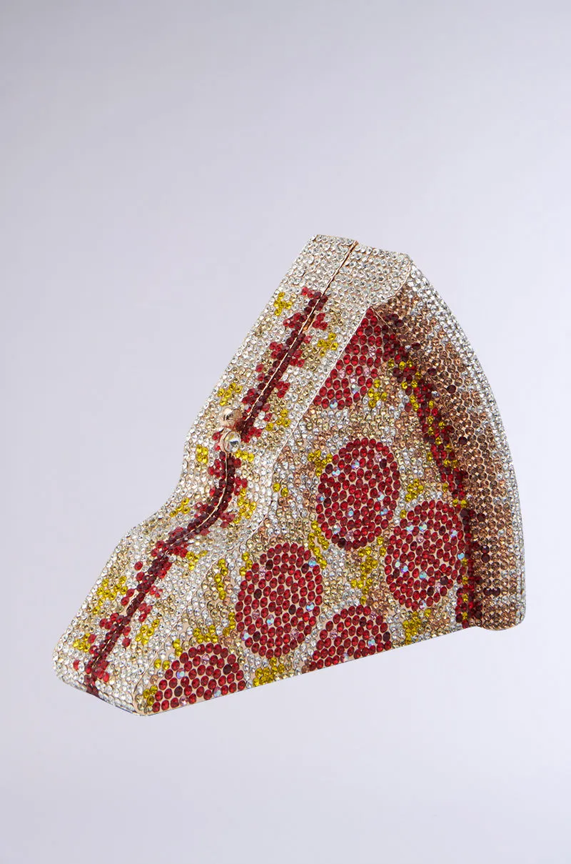GRAB A SLICE RHINESTONE PIZZA CLUTCH