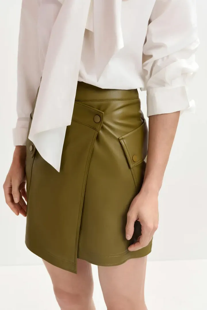 Gradual  Faux Leather Mini Wrap Skirt