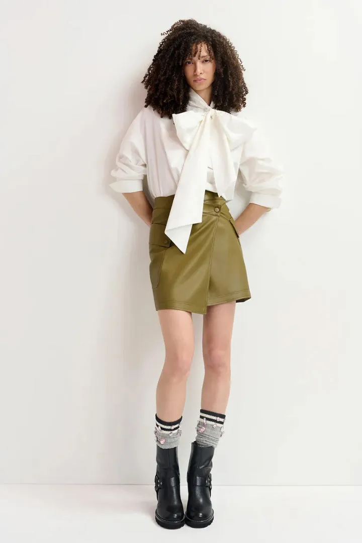 Gradual  Faux Leather Mini Wrap Skirt