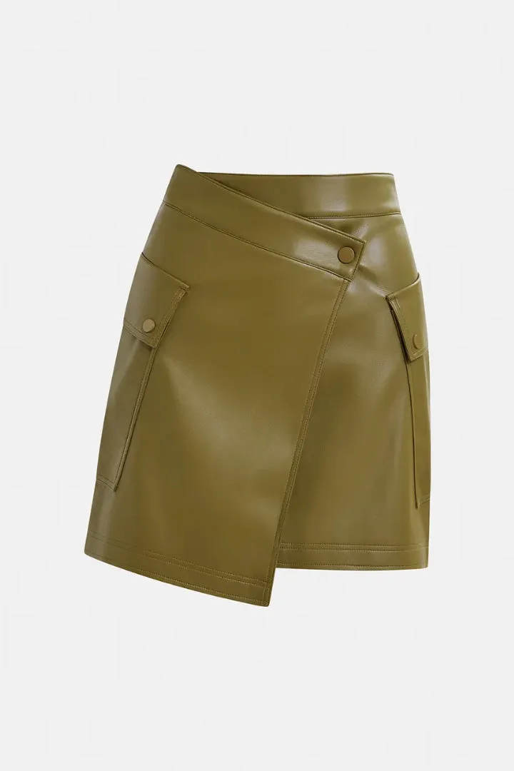 Gradual  Faux Leather Mini Wrap Skirt