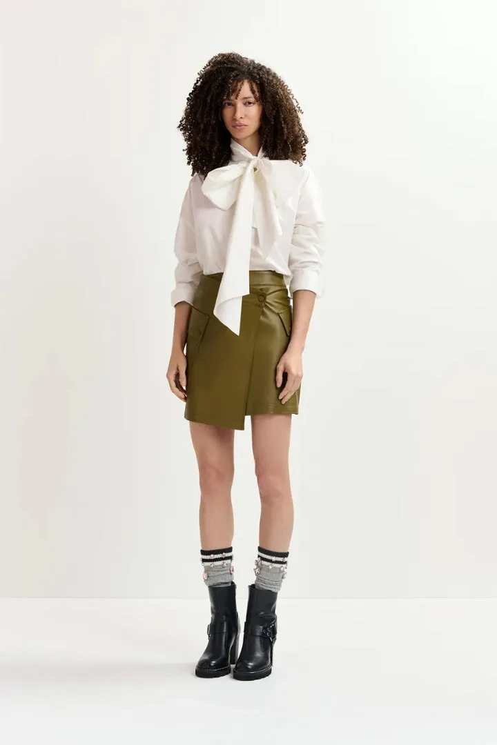 Gradual  Faux Leather Mini Wrap Skirt