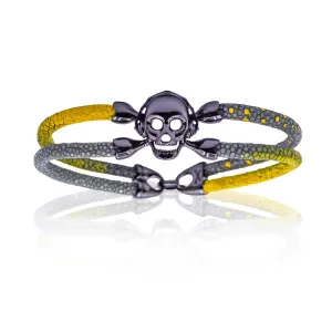 Gray Yellow Neon Painted Stingray Single Skull