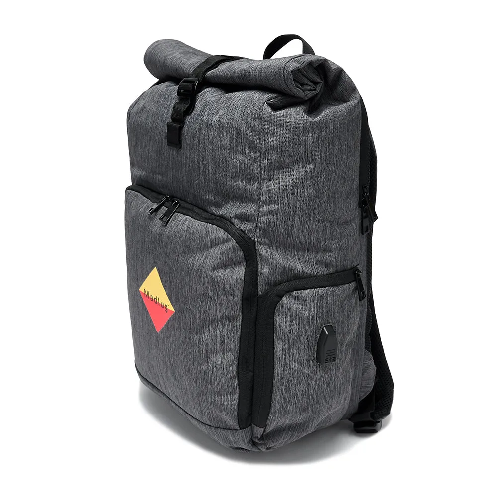 Grey Roll-Top Tech Backpack