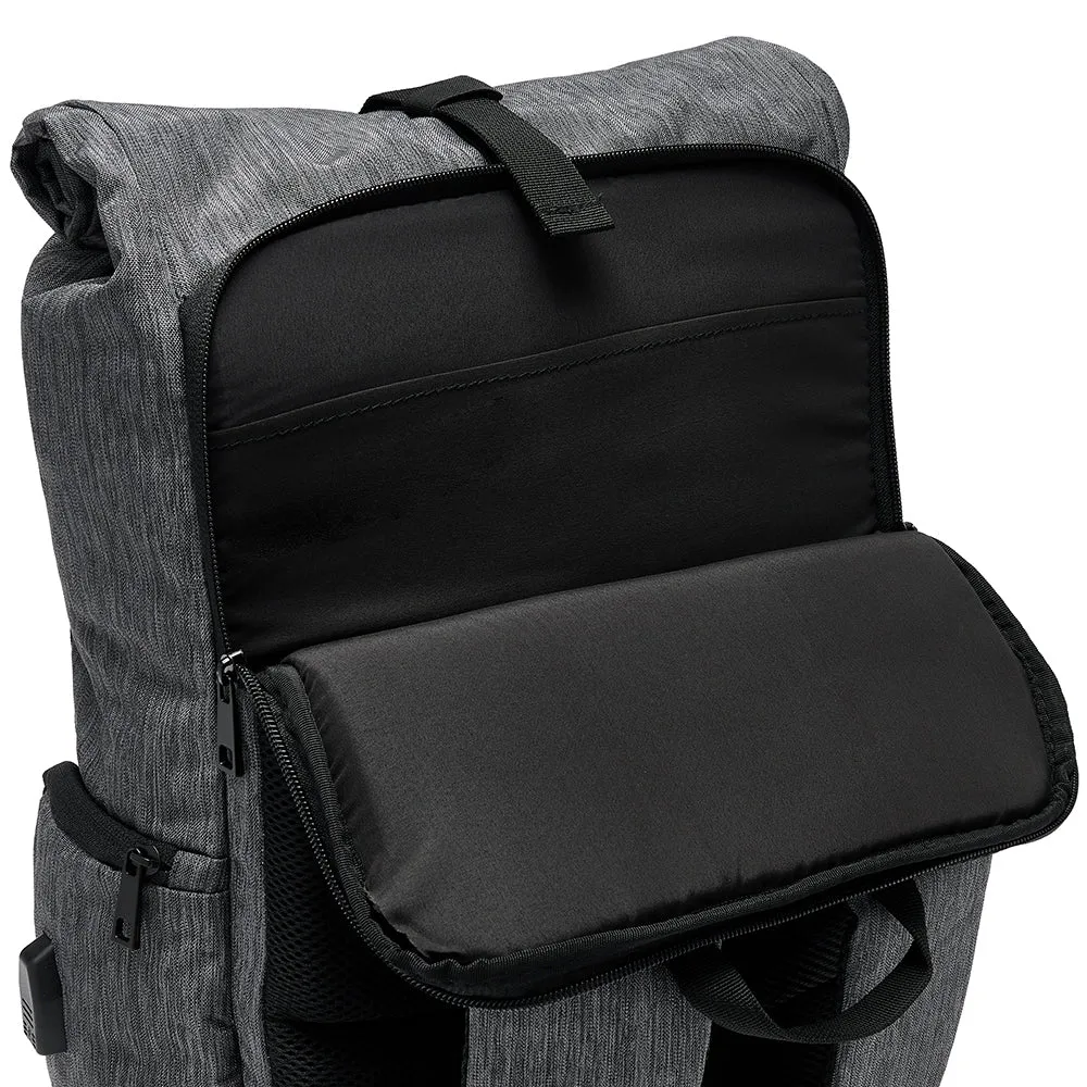 Grey Roll-Top Tech Backpack