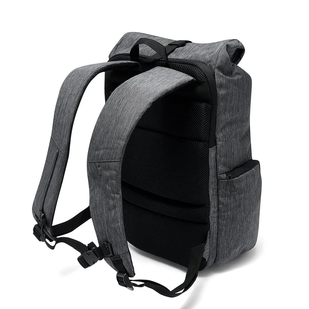 Grey Roll-Top Tech Backpack