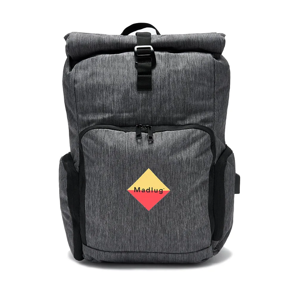 Grey Roll-Top Tech Backpack