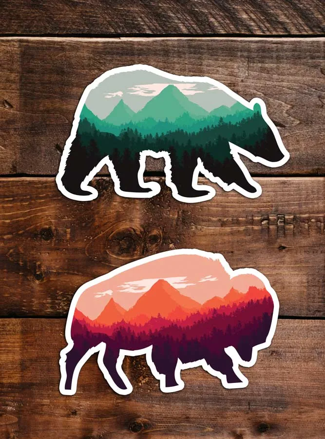Grizzly Bear Sticker, waterproof vinyl for Laptop, Car Window, cooler, bumper and water bottle.