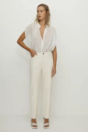 Grove Straight Leg Pant Seashell White Stretch Leather