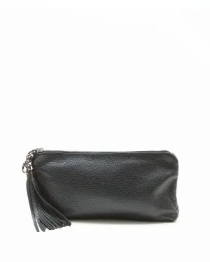 Gucci Black Pebbled Leather Sienna Tassel Clutch Pouch