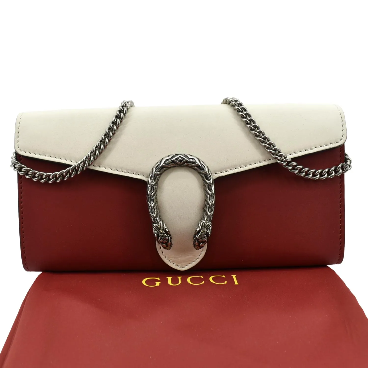 GUCCI Dionysus Leather Chain Clutch Red 404141