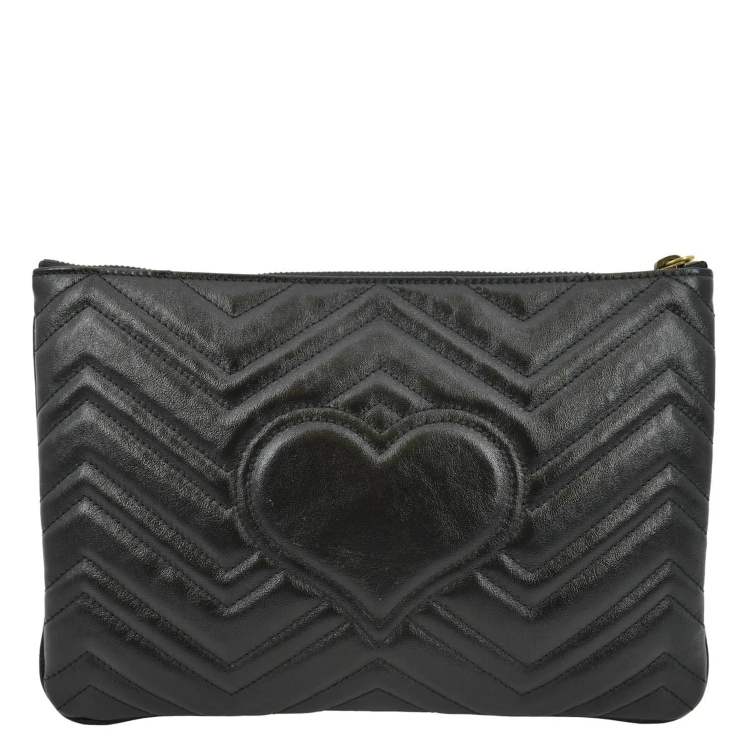 GUCCI GG Marmont Matelasse Chevron Leather Pouch Black 525541