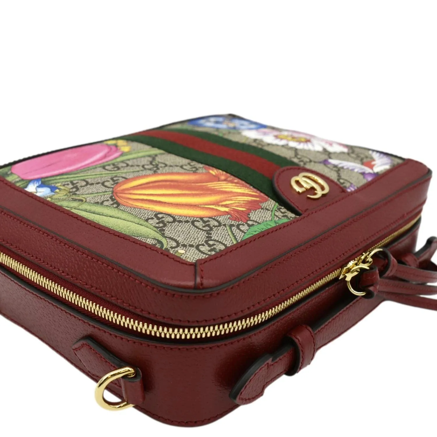 GUCCI Ophidia Flora Web Small Top Handle Bag Red 550622
