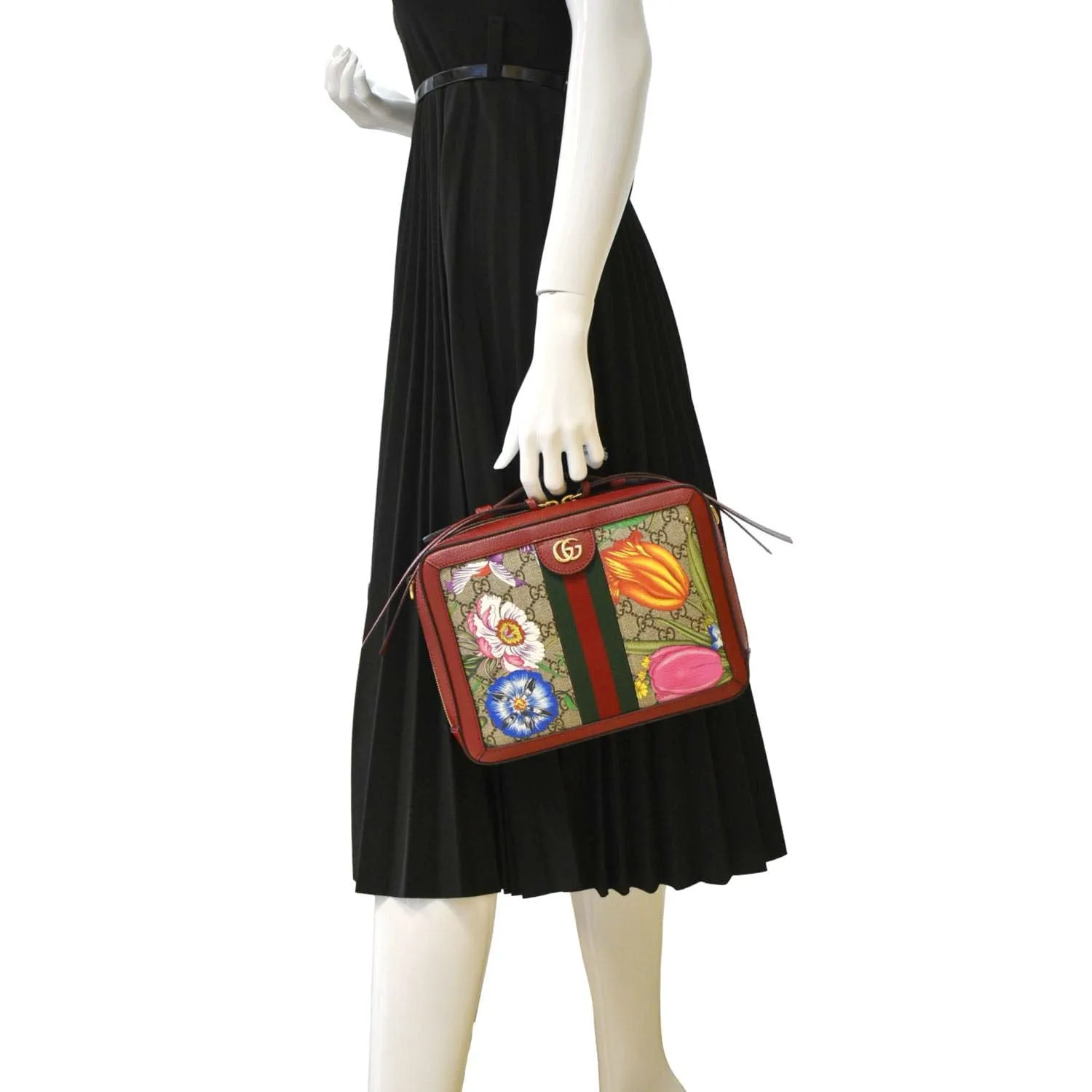 GUCCI Ophidia Flora Web Small Top Handle Bag Red 550622