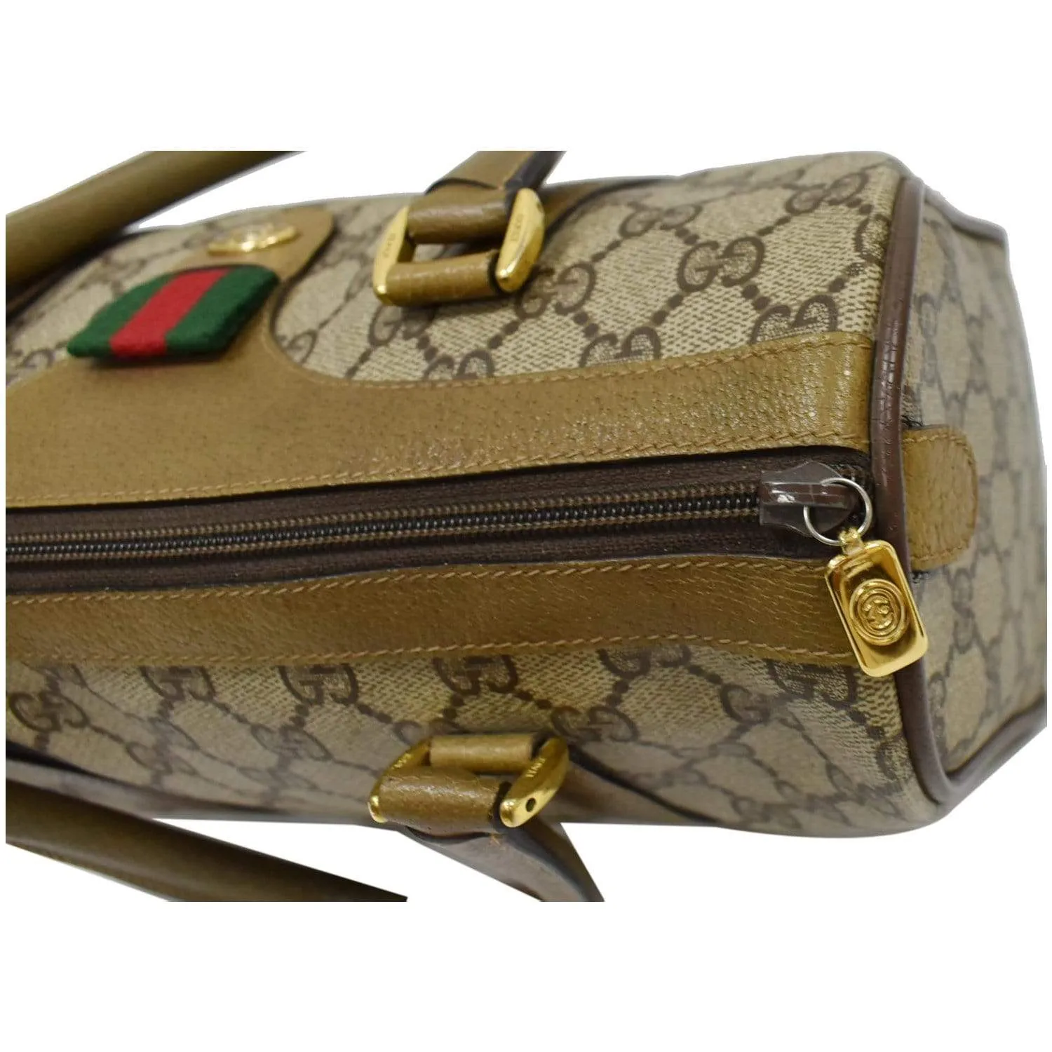GUCCI Vintage Doctor GG Canvas Boston Satchel Bag Beige