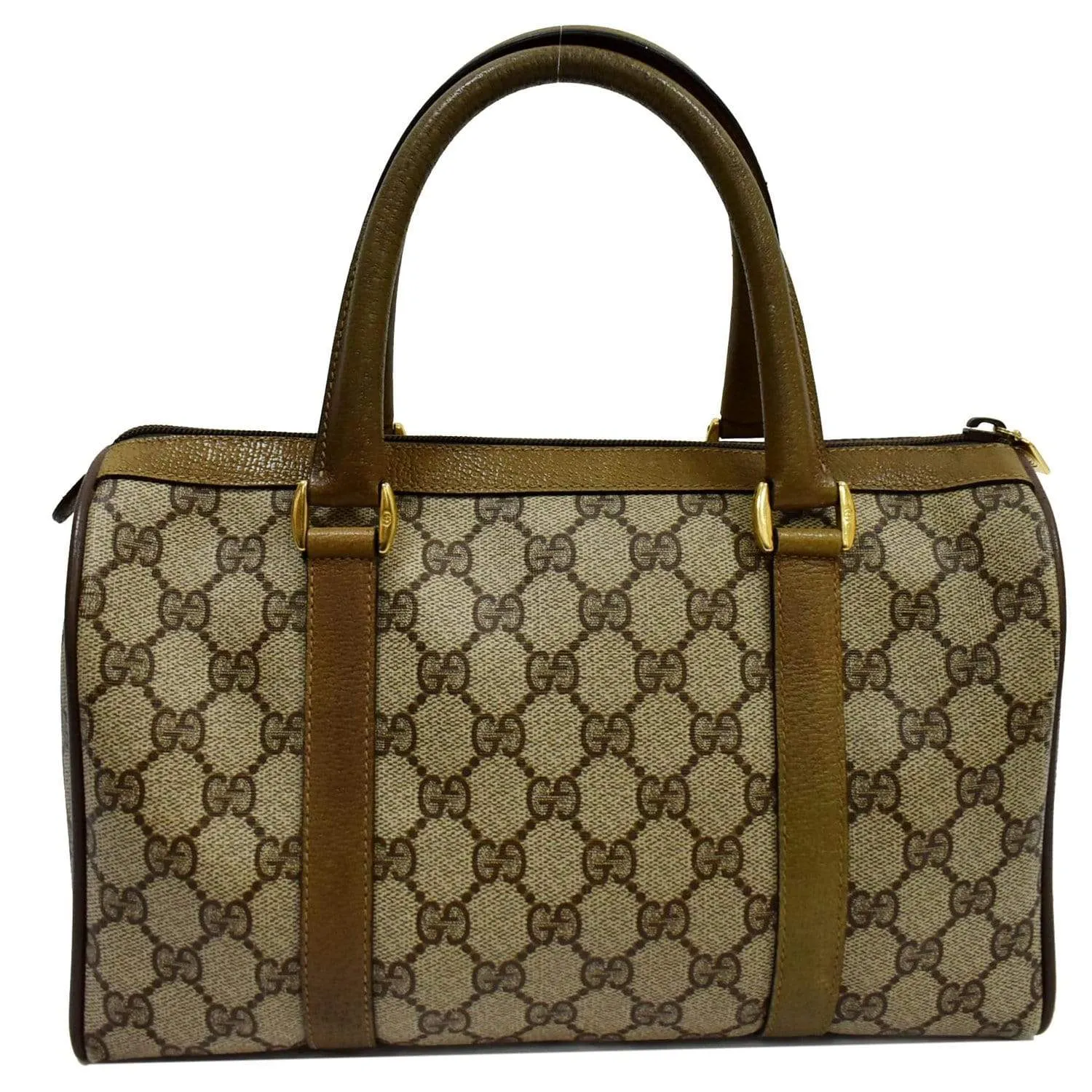 GUCCI Vintage Doctor GG Canvas Boston Satchel Bag Beige