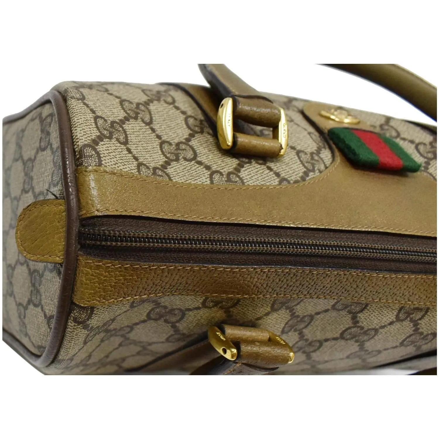 GUCCI Vintage Doctor GG Canvas Boston Satchel Bag Beige