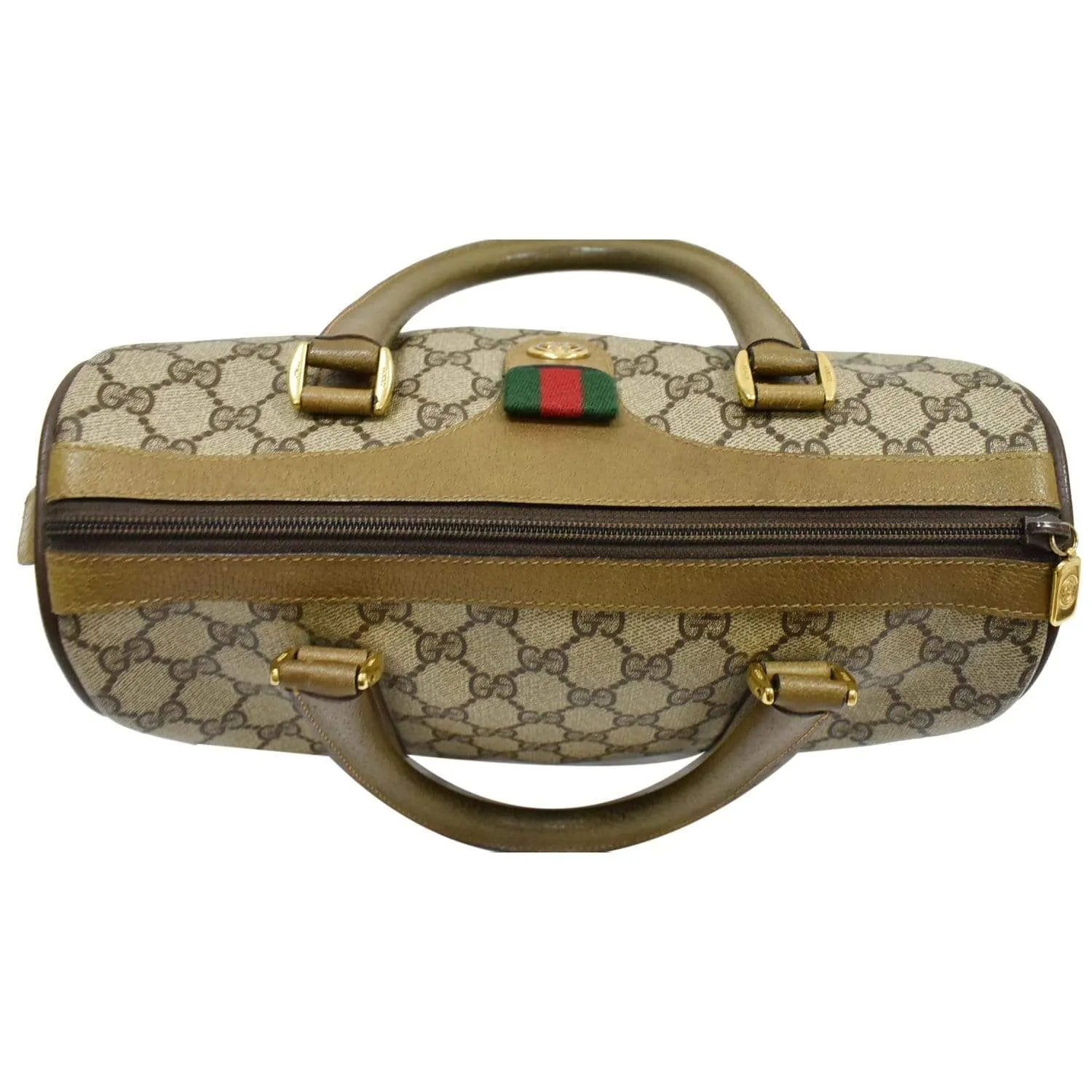 GUCCI Vintage Doctor GG Canvas Boston Satchel Bag Beige