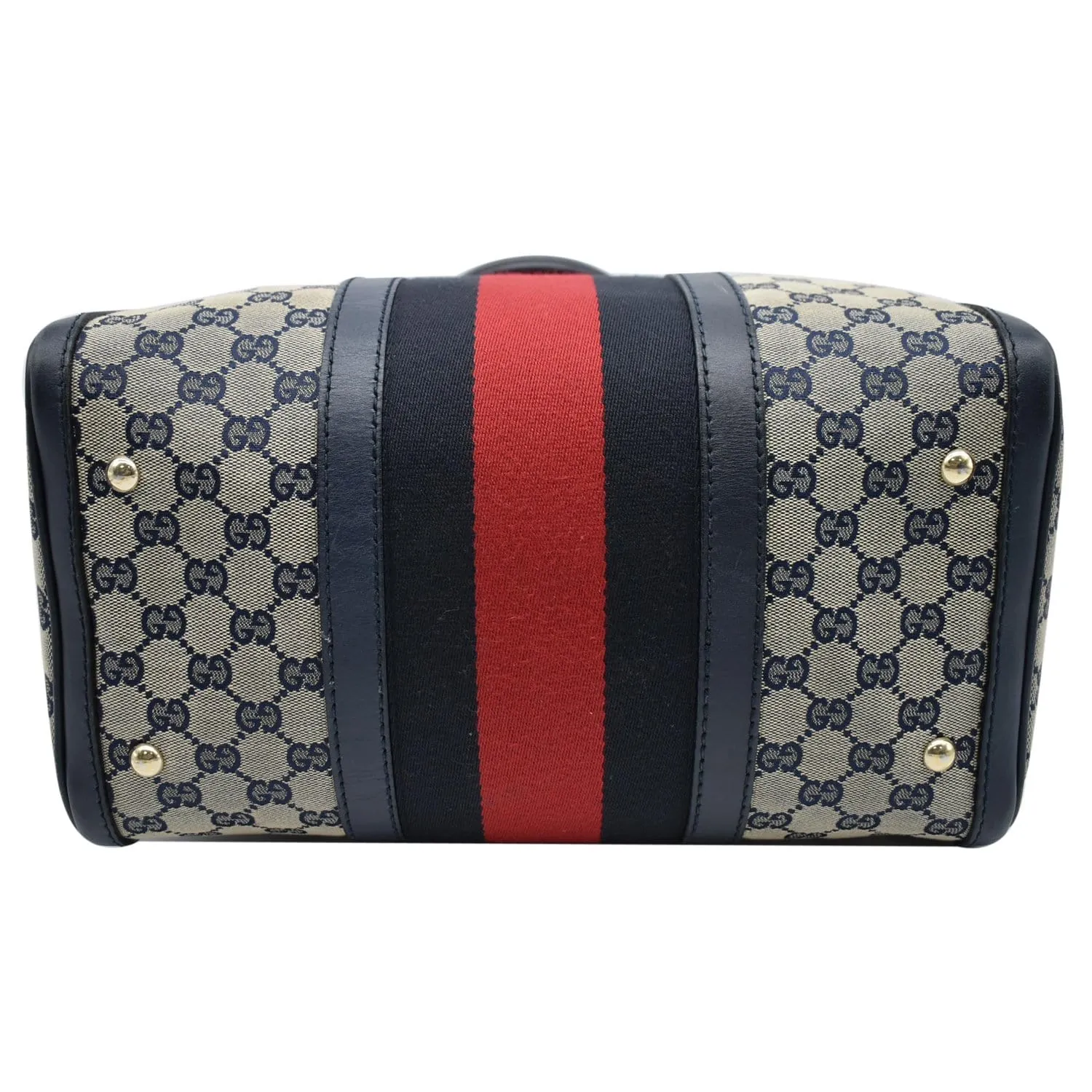 GUCCI Vintage Web Original GG Boston Bag Blue 247205