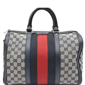 GUCCI Vintage Web Original GG Boston Bag Blue 247205