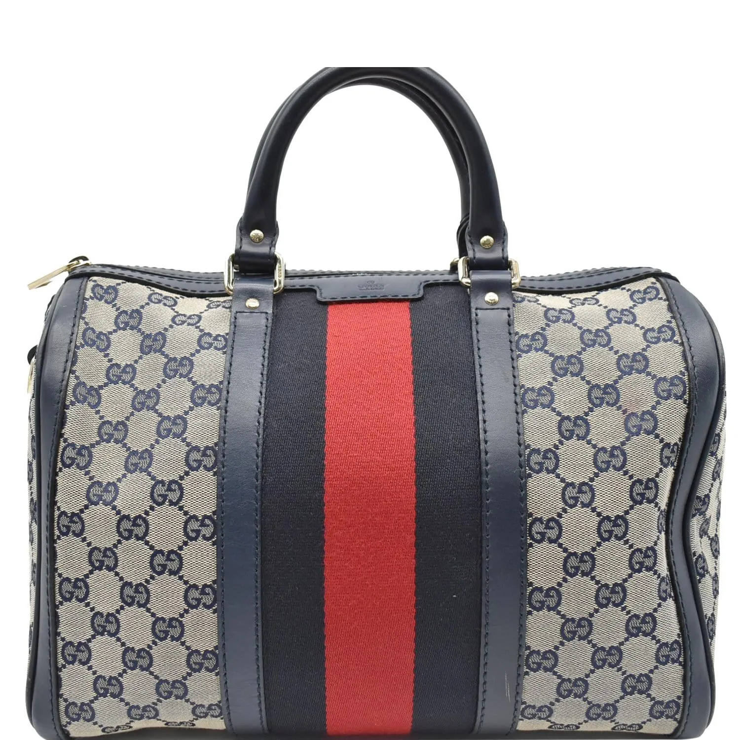 GUCCI Vintage Web Original GG Boston Bag Blue 247205