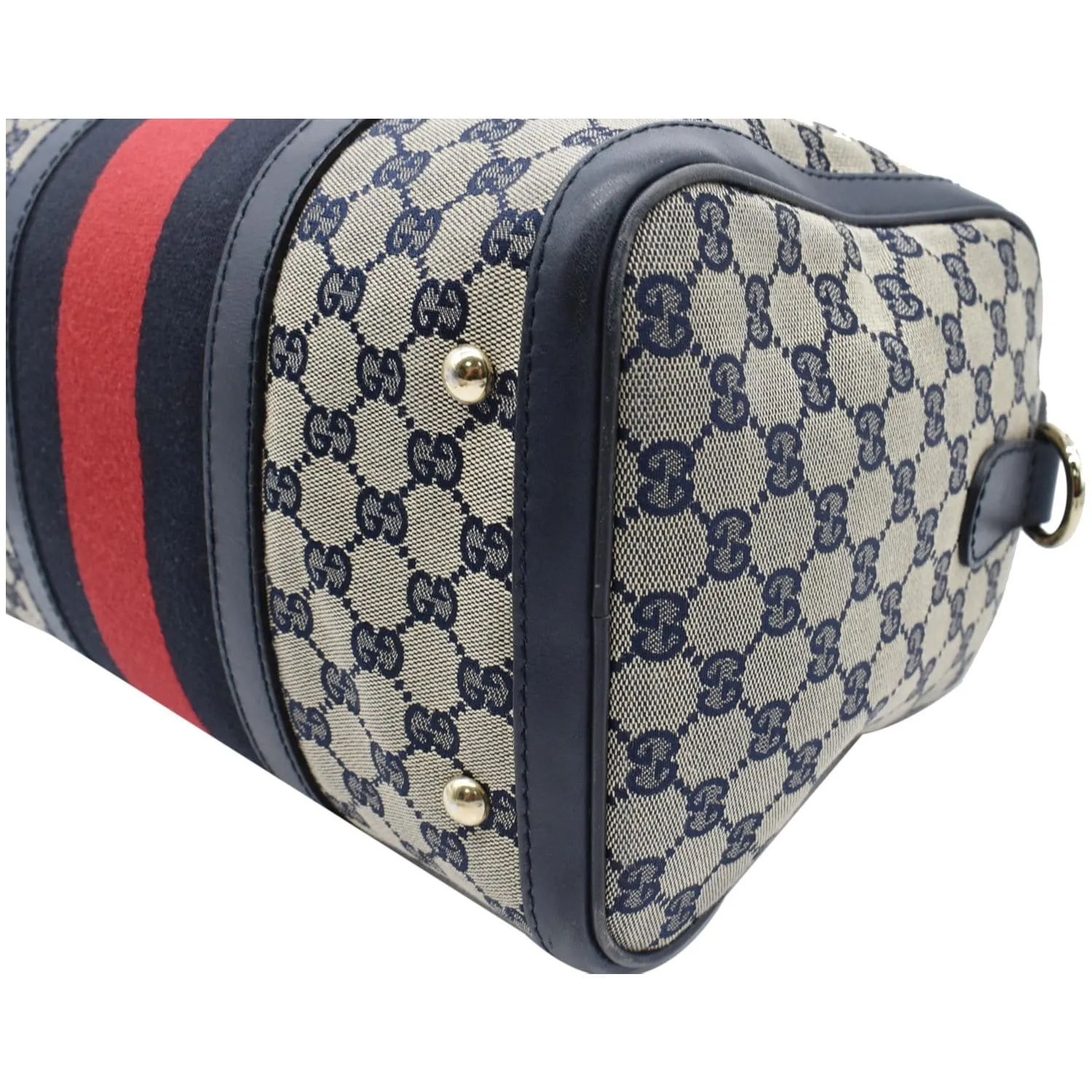 GUCCI Vintage Web Original GG Boston Bag Blue 247205