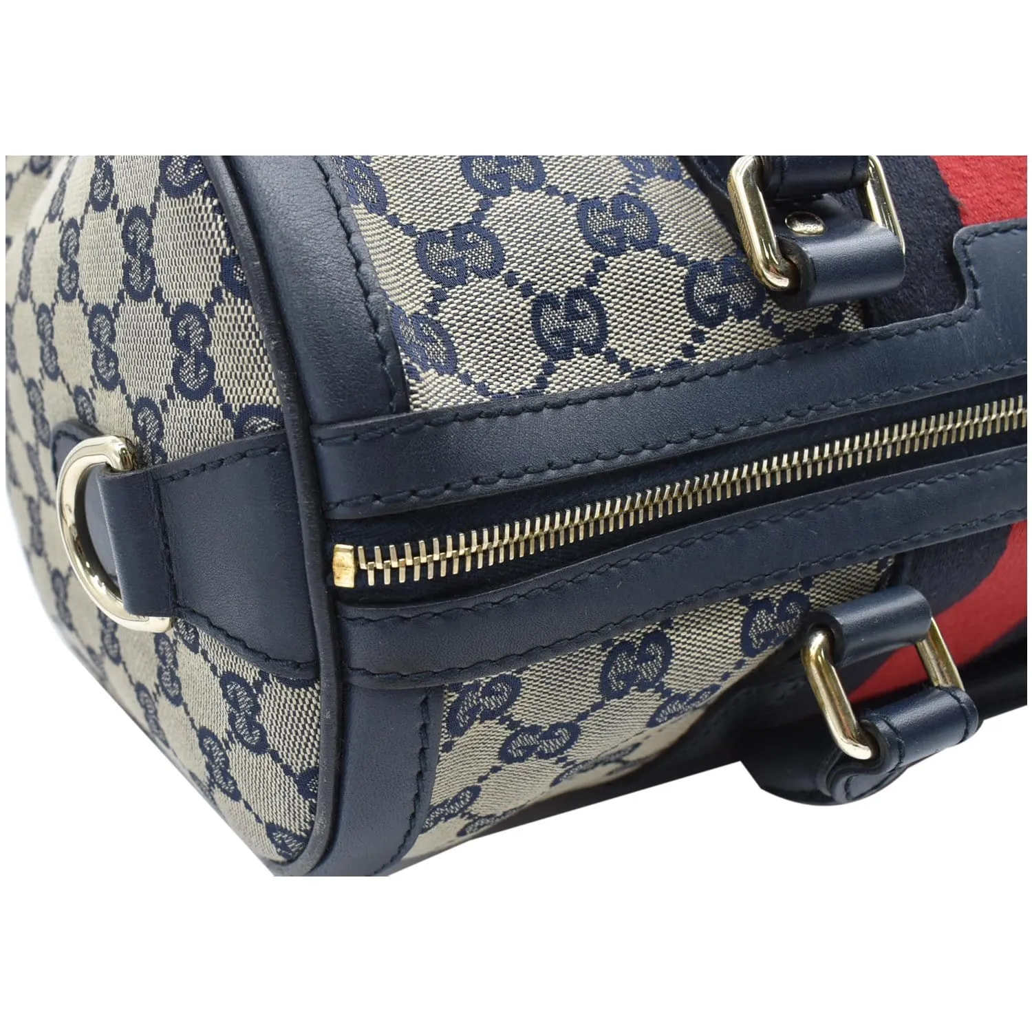 GUCCI Vintage Web Original GG Boston Bag Blue 247205