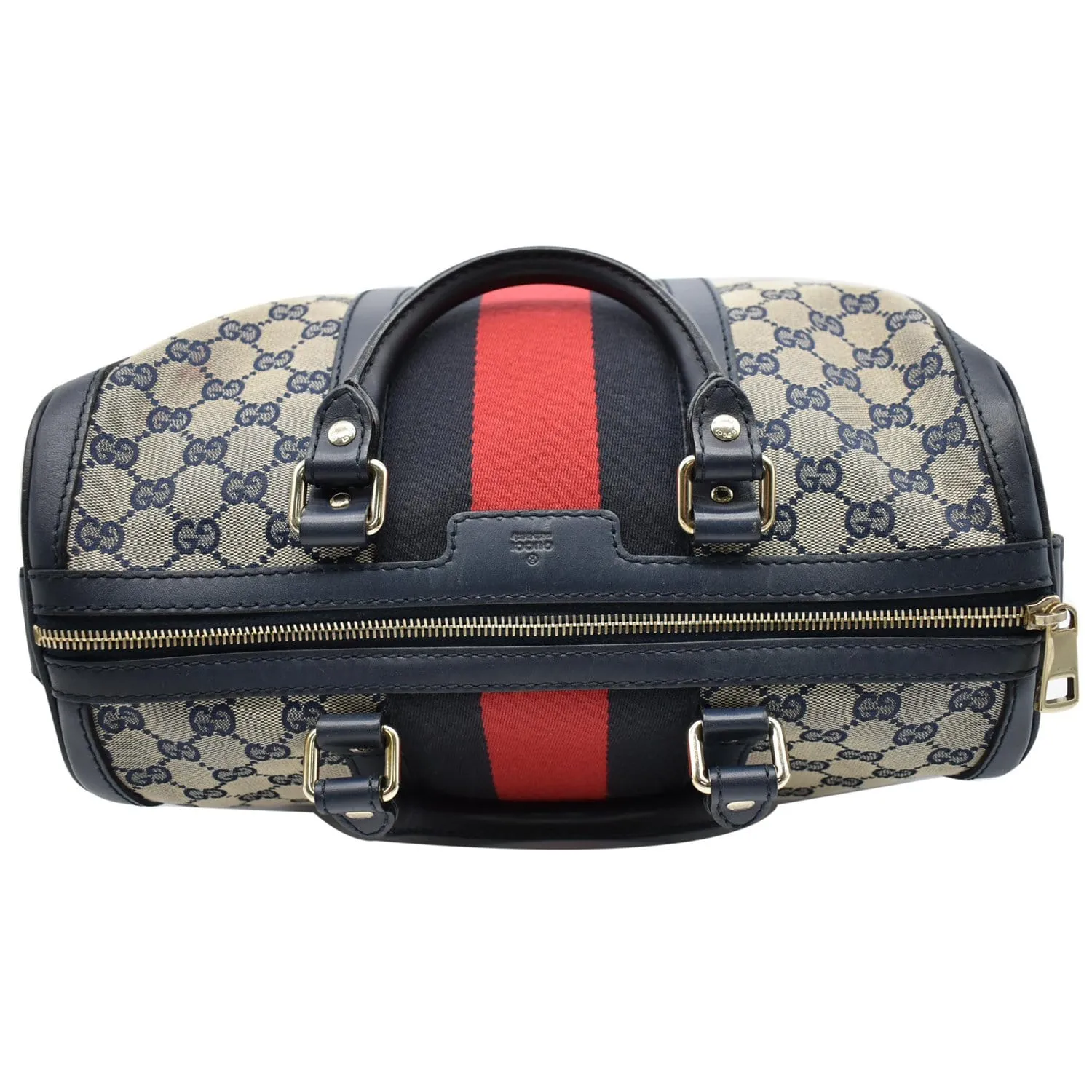 GUCCI Vintage Web Original GG Boston Bag Blue 247205