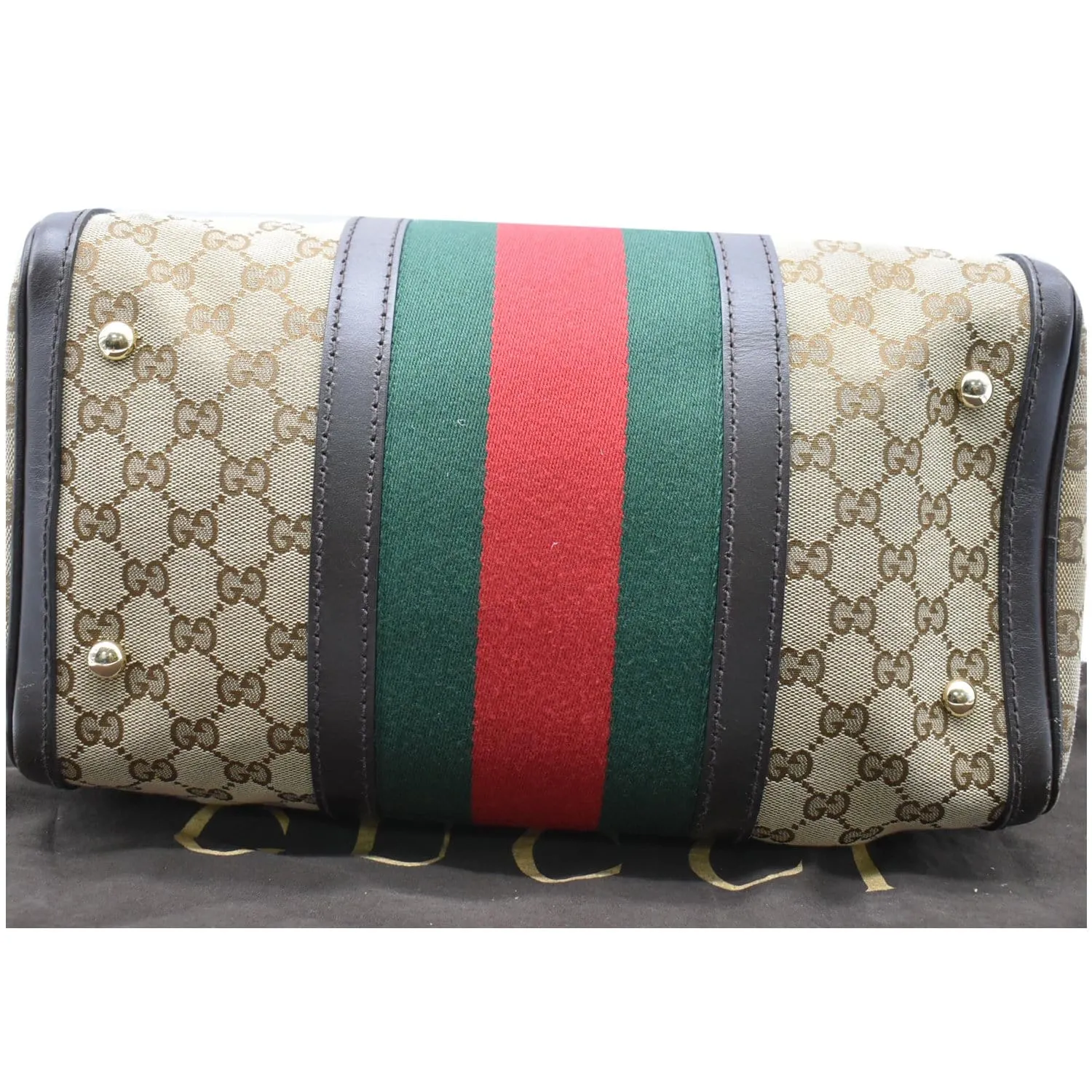 GUCCI Vintage Web Original GG Boston Satchel Bag Beige 247205