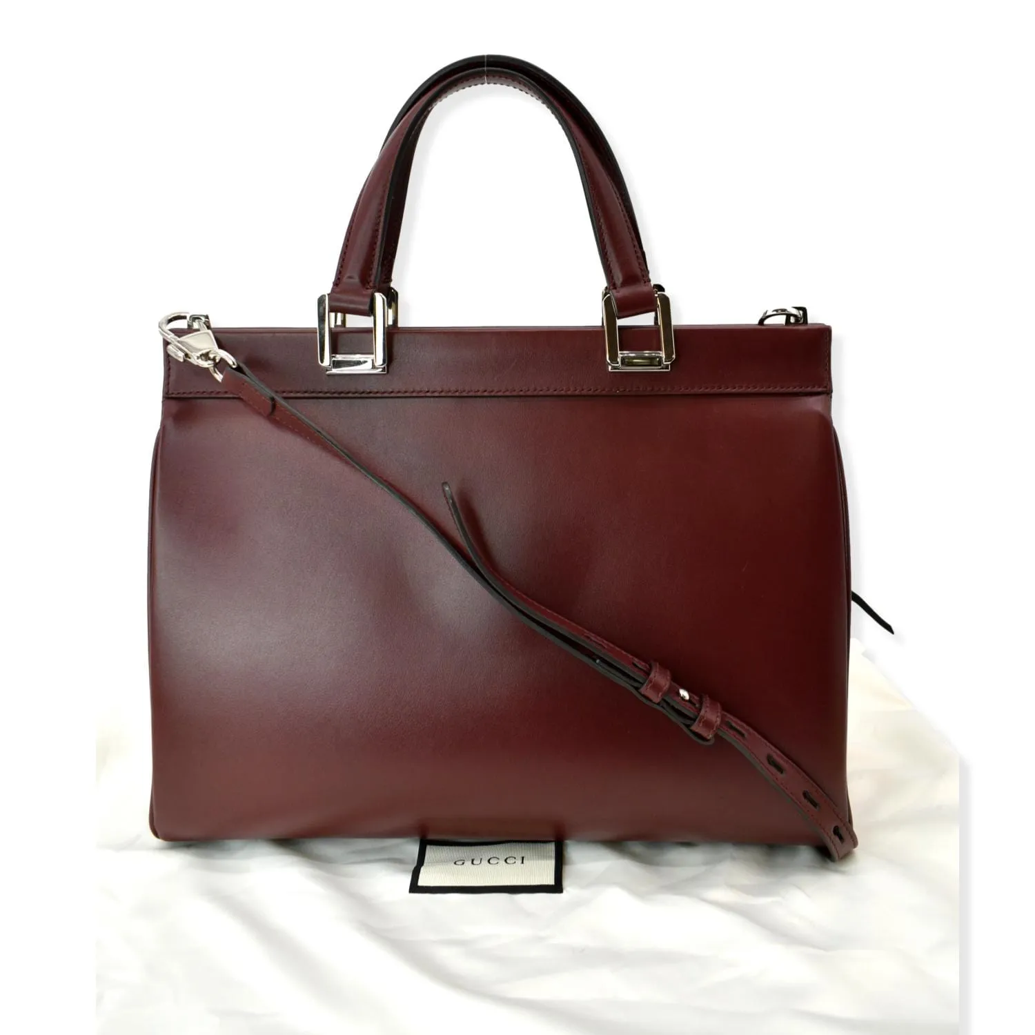 GUCCI Zumi Medium Leather Top Handle Bag Burgundy 564714