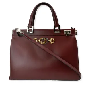 GUCCI Zumi Medium Leather Top Handle Bag Burgundy 564714