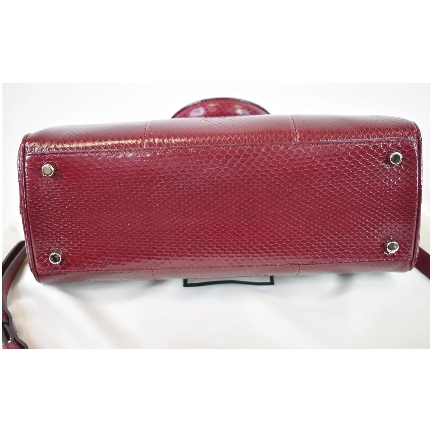GUCCI Zumi Small Snakeskin Leather Top Handle Bag Bordeaux 569712