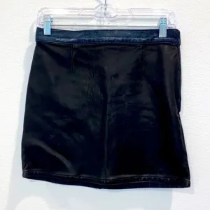 Guess Premium Euro Wash Denim Vegan Leather Mini Skirt