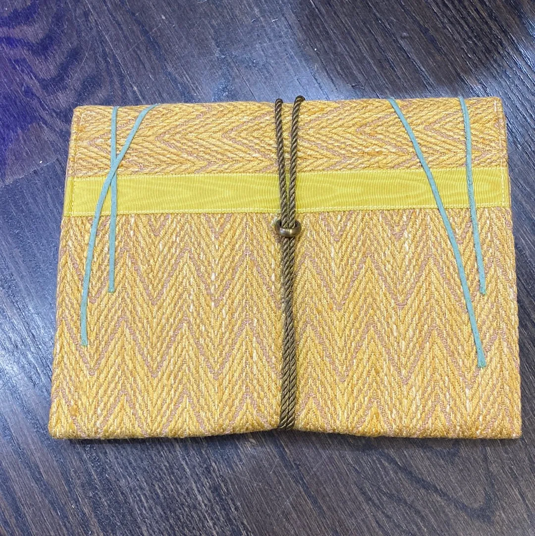 Gwen Jackson Yellow Fabric Envelope Clutch