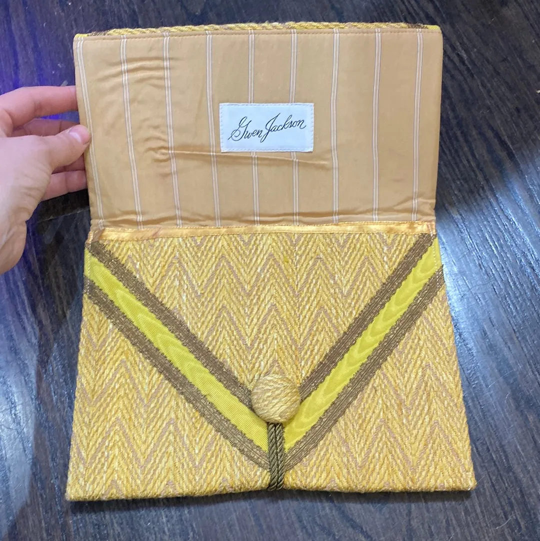 Gwen Jackson Yellow Fabric Envelope Clutch