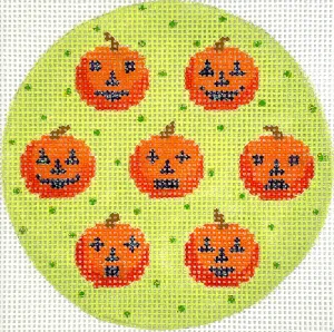 Halloween Mini – Jack-o-Lanterns on Dotted Soft Green Background