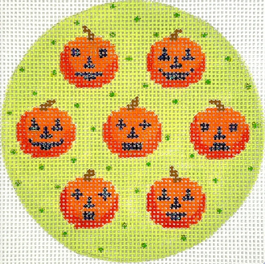 Halloween Mini – Jack-o-Lanterns on Dotted Soft Green Background