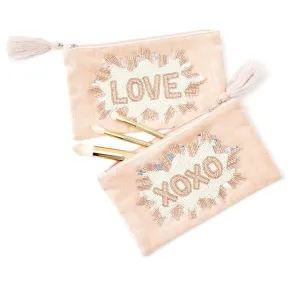 Hand-Beaded Multipurpose Pouch Assorted 2 Designs: XOXO and LOVE