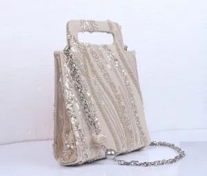 Hand-held Beaded jaal clutch