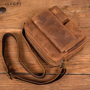 Handmade Crazy Horse Leather Crossbody Small Backpack