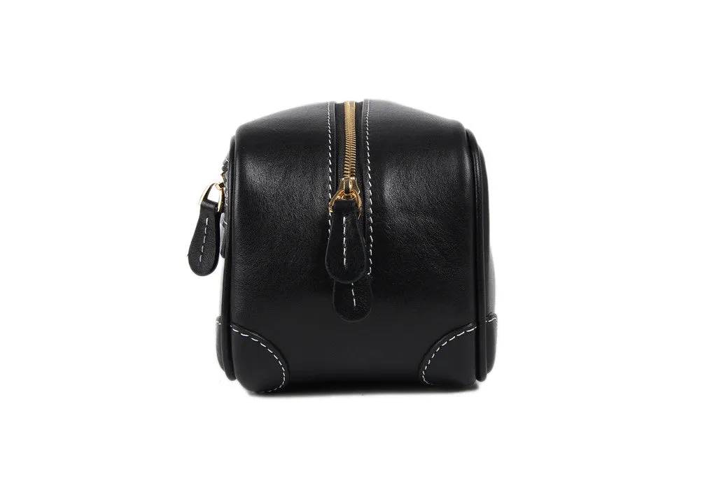 Handmade Italian Full Grain Vegetable Tanned Leather Clutch Bag Pouch Bag Comestic Bag PB01
